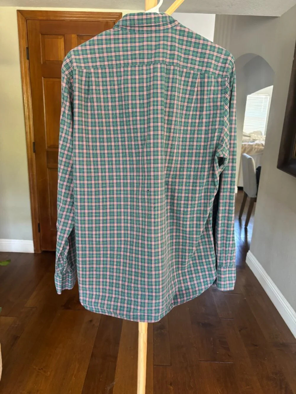 J.Crew Green Pink Plaid Long Sleeve Button Down Shirt Mens M AS-IS